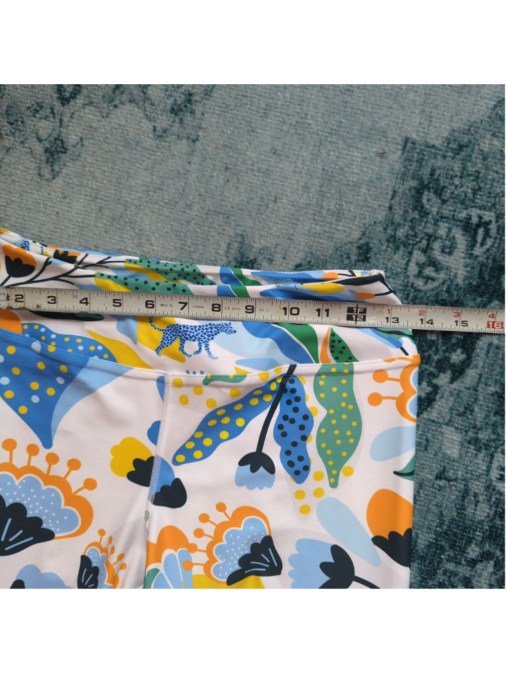 Jessie Zhao New York High Waist Yoga Leggings - L - Blue Leopard Botanical Print - Picture 13 of 15